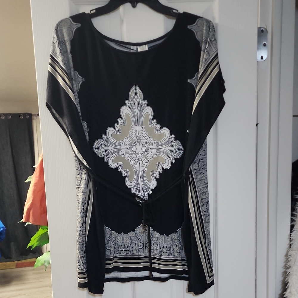 Madison Black and Cream Tunic Top